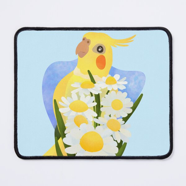 Item preview, Aesthetic Illustration of a Yellow Cockatiel with daisies designed and sold by FandomizedRose.