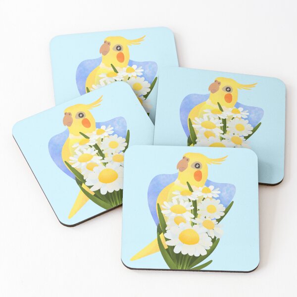 Item preview, Aesthetic Illustration of a Yellow Cockatiel with daisies designed and sold by FandomizedRose.