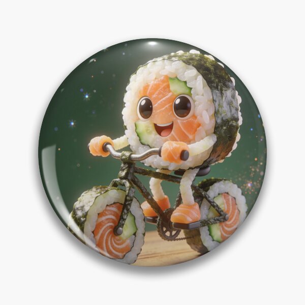 Item preview, Cute Sushi Roll Riding Nori Bicycle with Sushi Wheels designed and sold by OksArtStudio.