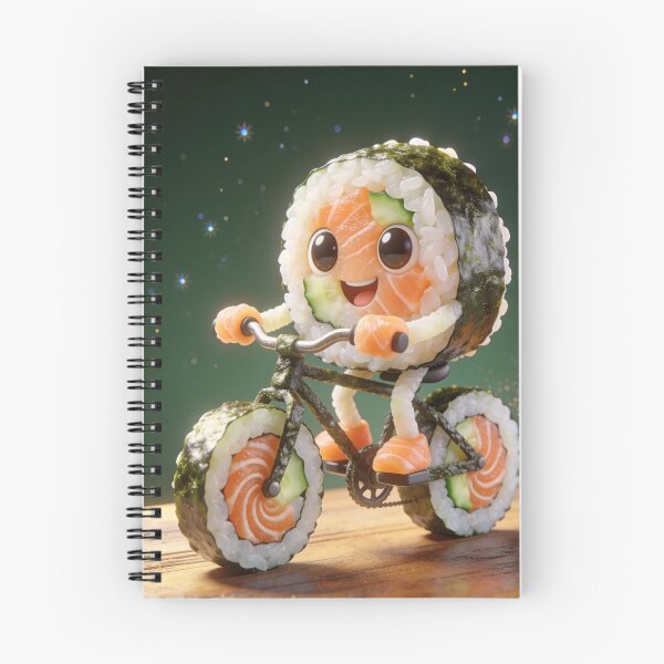 Item preview, Cute Sushi Roll Riding Nori Bicycle with Sushi Wheels designed and sold by OksArtStudio.