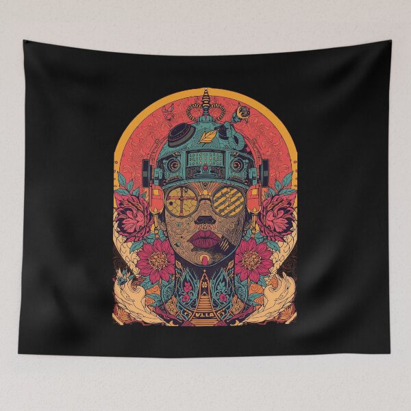 Item preview, Psychedelic Cyber Bloom: Retro Cyberpunk Poster Art designed and sold by  Mythical Entanglement.