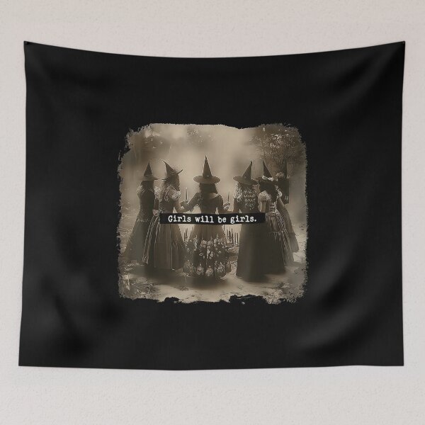 Item preview, Girls Will Be Girls Funny Witch Halloween Spooky Season Feminine Graphic designed and sold by macpeterse.