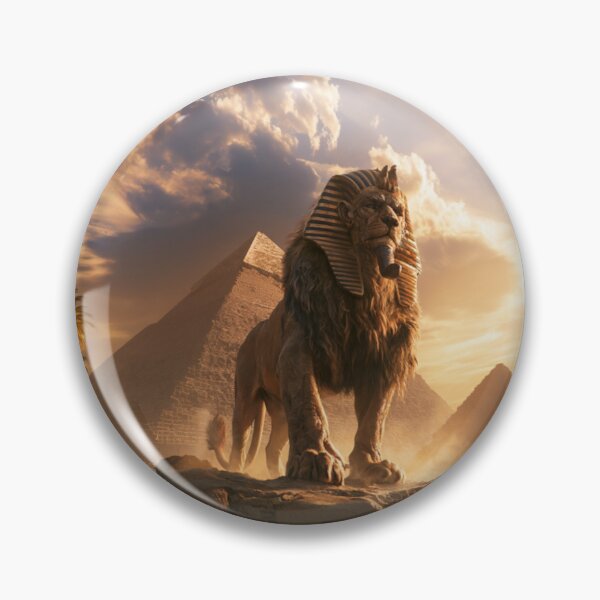 Artikelvorschau, Eine majestätische Sphinx ruht in einer Wüste mit Pyramiden, Fantasie- und Mythologiewesen entworfen und verkauft von CDC40.