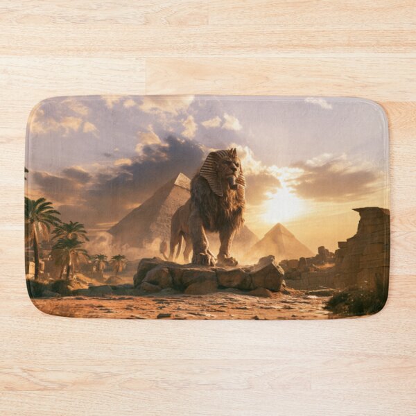 Item preview, A majestic Sphynx resting in a desert with pyramids, Fantasy & Mythological Creatures designed and sold by CDC40.