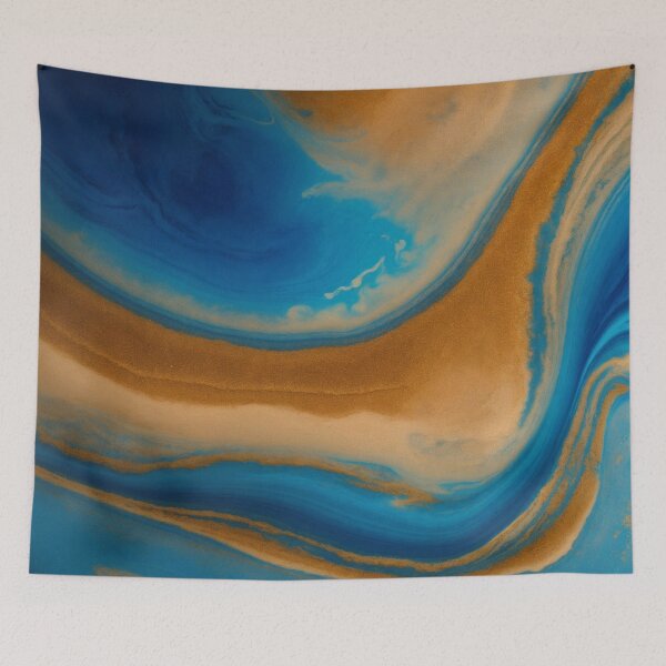 Item preview, Marbled Blue and Orange Abstract designed and sold by shelteredinside.