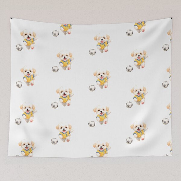 Item preview, Adorable Maltipoo soccer Art designed and sold by Kedspicedesign.