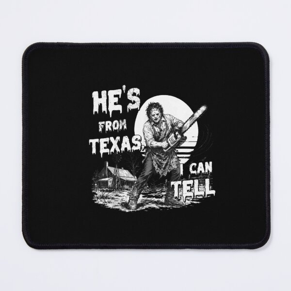 Item preview, Hes From Texas I Can Tell Black And White Chainsaw Slasher Retro Horror Movie Creepy Butcher designed and sold by BraylenDrado.