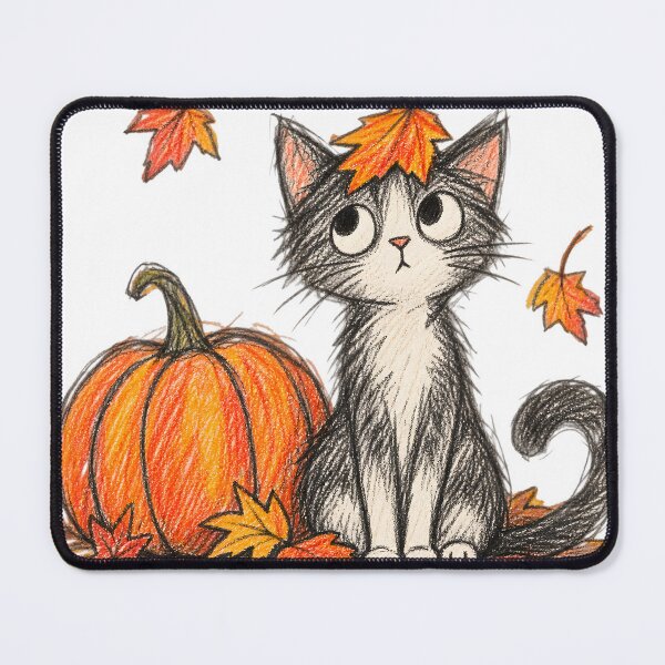 Item preview, Cat, Pumpkin and One Leaf designed and sold by TOMSZE.