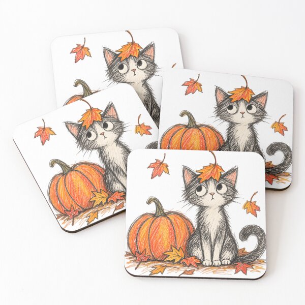 Item preview, Cat, Pumpkin and One Leaf designed and sold by TOMSZE.