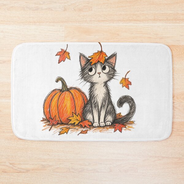 Item preview, Cat, Pumpkin and One Leaf designed and sold by TOMSZE.