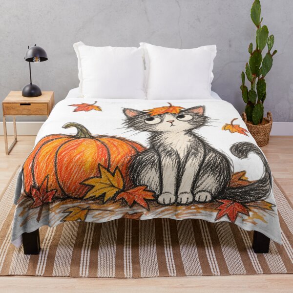 Item preview, Cat, Pumpkin and One Leaf designed and sold by TOMSZE.
