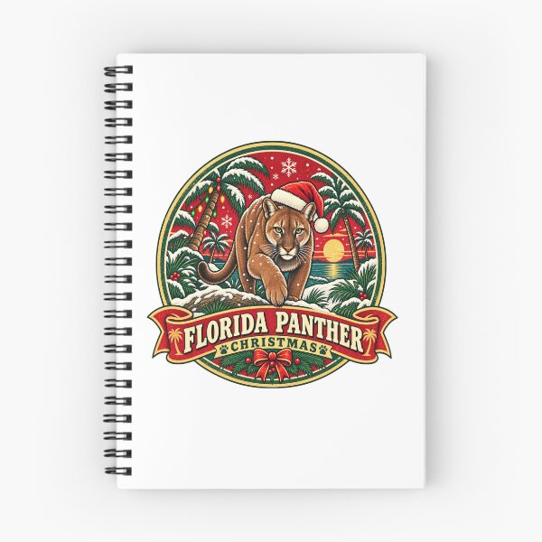 Item preview, Florida Panther Christmas Shirt – Retro Santa Hat Snow Badge Design designed and sold by Globalcitytees.