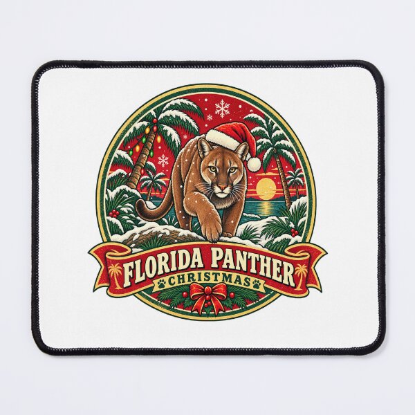 Item preview, Florida Panther Christmas Shirt – Retro Santa Hat Snow Badge Design designed and sold by Globalcitytees.