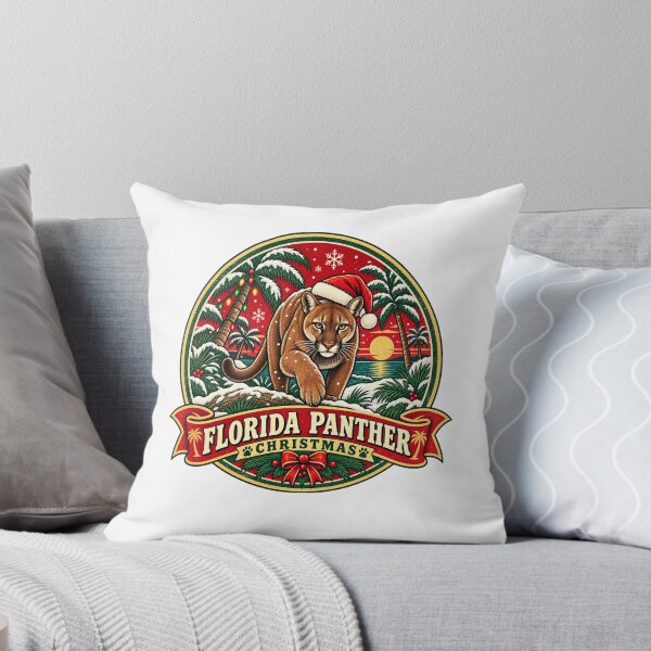 Item preview, Florida Panther Christmas Shirt – Retro Santa Hat Snow Badge Design designed and sold by Globalcitytees.