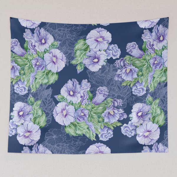 Item preview, Hand painting blue flowers, hibiscuses designed and sold by MartaHorodniczy.