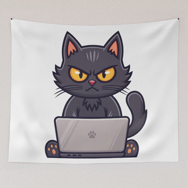 Item preview, Cat with laptop designed and sold by DesignGraphica.