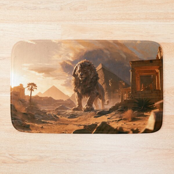 Item preview, A majestic Sphynx resting in a desert with pyramids, Fantasy & Mythological Creatures designed and sold by CDC40.
