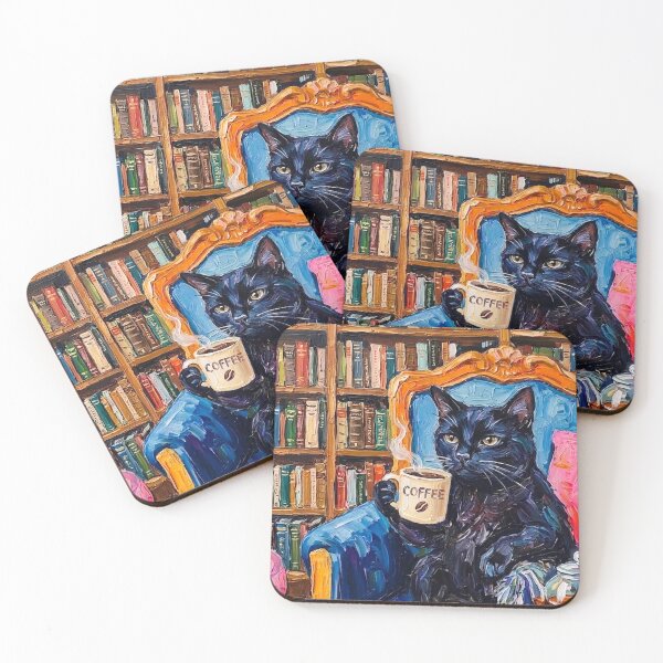 Item preview, Whiskers and Words Black Cat Painting Art designed and sold by Niykos570.