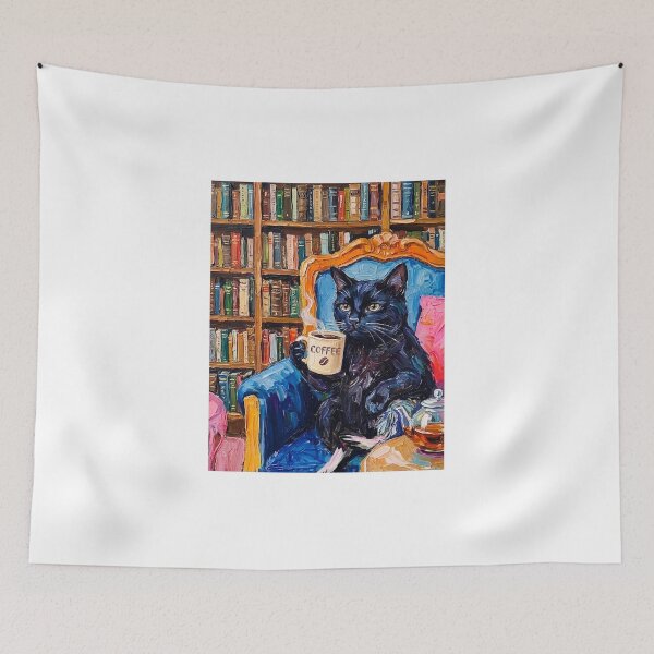 Item preview, Whiskers and Words Black Cat Painting Art designed and sold by Niykos570.