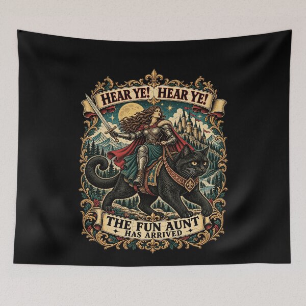 Item preview, The Fun Aunt Has Arrived Medieval Fantasy Warrior Cat Design designed and sold by GiftsProShop.