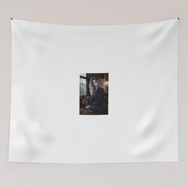 Item preview, Woman with Curly Hair and Dachshund by Window designed and sold by CathryneDelamort.