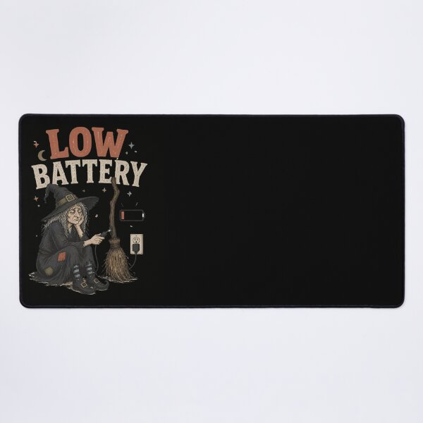 Item preview, Low Battery – Tired Witch Halloween Dark Humor designed and sold by CalmDownZone ⭐️⭐️⭐️⭐️⭐️.