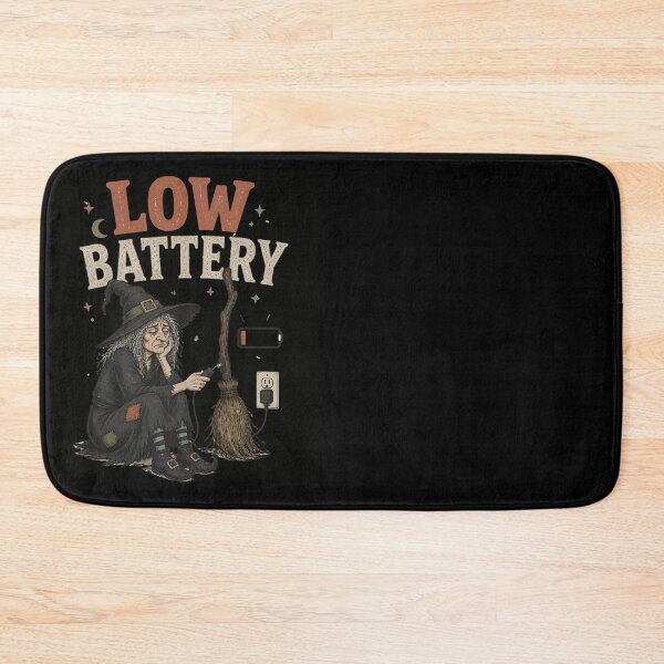 Item preview, Low Battery – Tired Witch Halloween Dark Humor designed and sold by CalmDownZone ⭐️⭐️⭐️⭐️⭐️.
