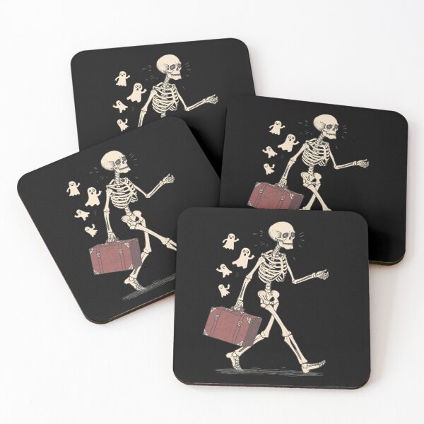 Item preview, Be Right Back – Skeleton Traveler Halloween Dark Humor designed and sold by CalmDownZone ⭐️⭐️⭐️⭐️⭐️.