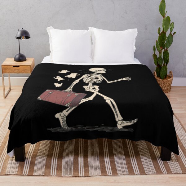 Item preview, Be Right Back – Skeleton Traveler Halloween Dark Humor designed and sold by CalmDownZone ⭐️⭐️⭐️⭐️⭐️.