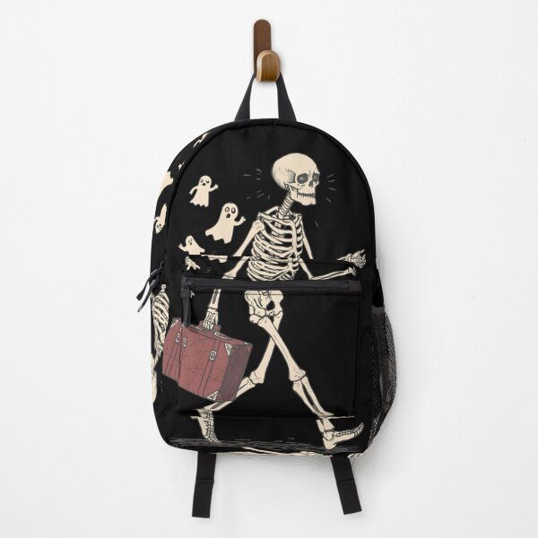 Item preview, Be Right Back – Skeleton Traveler Halloween Dark Humor designed and sold by CalmDownZone ⭐️⭐️⭐️⭐️⭐️.