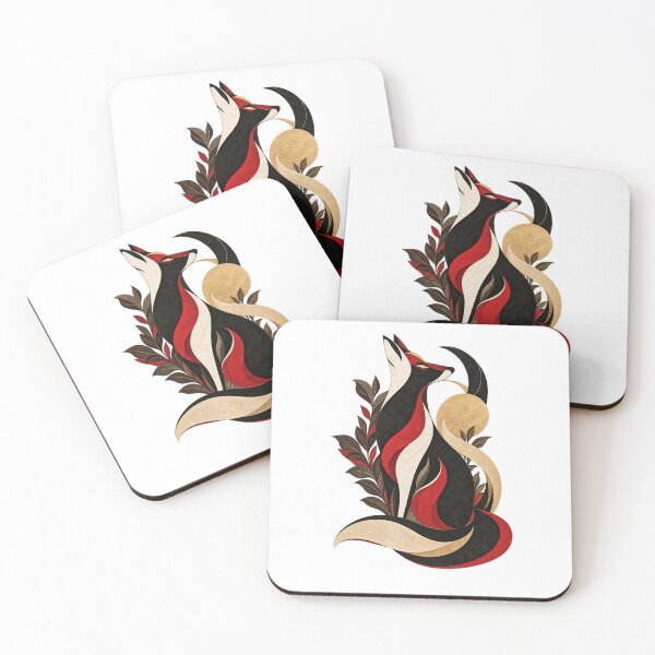 Item preview, Mystical Fox Spirit Under the Moon – Japanese Dark Fantasy Art designed and sold by Scarlet Oracle.