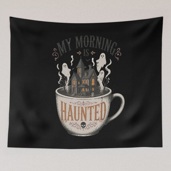 Item preview, My Morning Is Haunted – Haunted House Coffee Halloween designed and sold by CalmDownZone ⭐️⭐️⭐️⭐️⭐️.