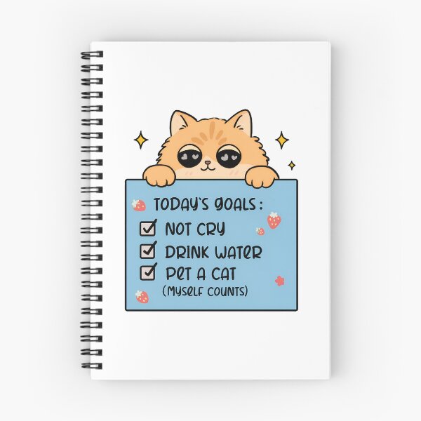 Item preview, Cute Cat "Today's Goals" Kawaii Checklist Art designed and sold by OlyvieArt.