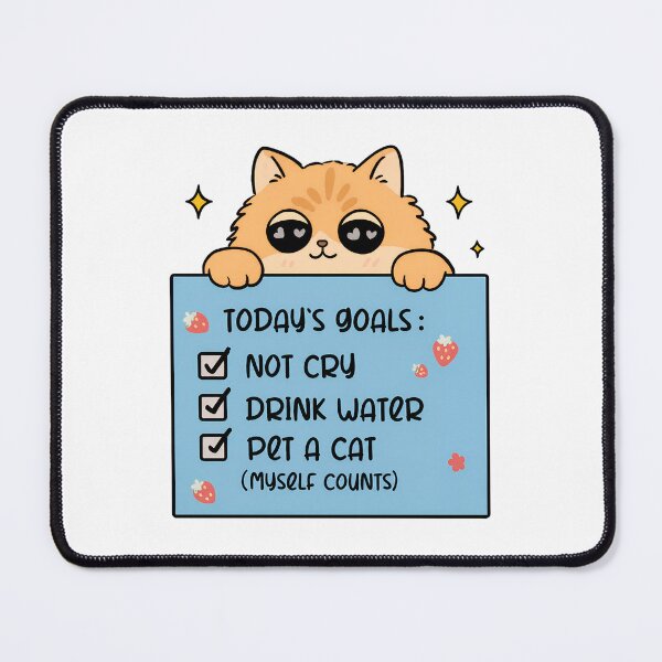 Item preview, Cute Cat "Today's Goals" Kawaii Checklist Art designed and sold by OlyvieArt.