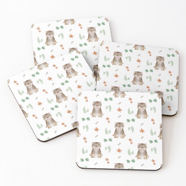 Item preview, Kids Orange and Green Watercolour Tiger Pattern designed and sold by PatternUnique.