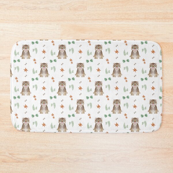 Item preview, Kids Orange and Green Watercolour Tiger Pattern designed and sold by PatternUnique.