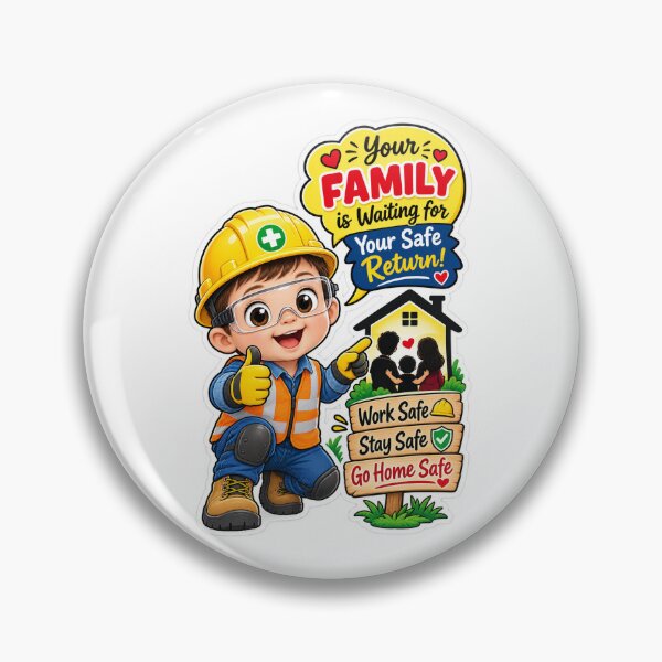 Item preview, Your Family Is Waiting – Safety First PPE Sticker | Cute Construction Worker Cartoon designed and sold by vinothmech53.