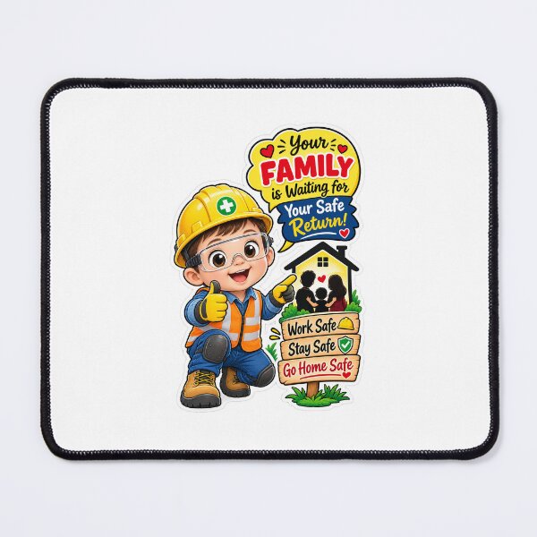 Item preview, Your Family Is Waiting – Safety First PPE Sticker | Cute Construction Worker Cartoon designed and sold by vinothmech53.