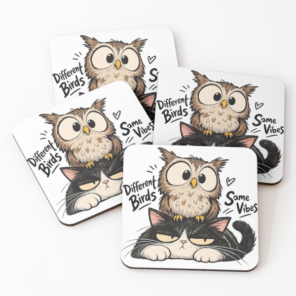 Item preview, Grumpy Cat and Curious Owl – Funny Woodland Friends designed and sold by zzz888.