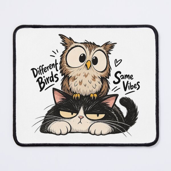 Item preview, Grumpy Cat and Curious Owl – Funny Woodland Friends designed and sold by zzz888.