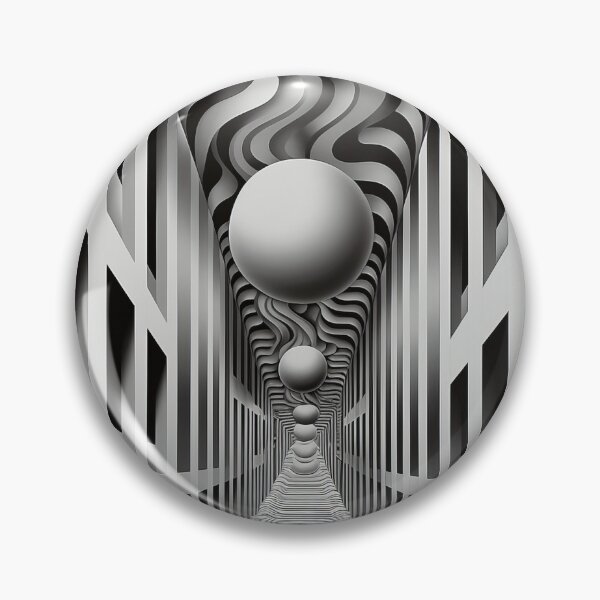 Artikelvorschau, Optische Täuschung: 3D-Op-Art-Perspektive eines Korridors mit Kugel entworfen und verkauft von pinkal.