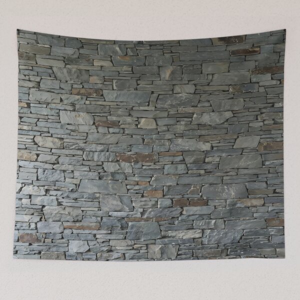 Item preview, Natural Gray Orange Cornish Stone Slates Brick Wall Minimalist Natural Photo HD designed and sold by bard-art.