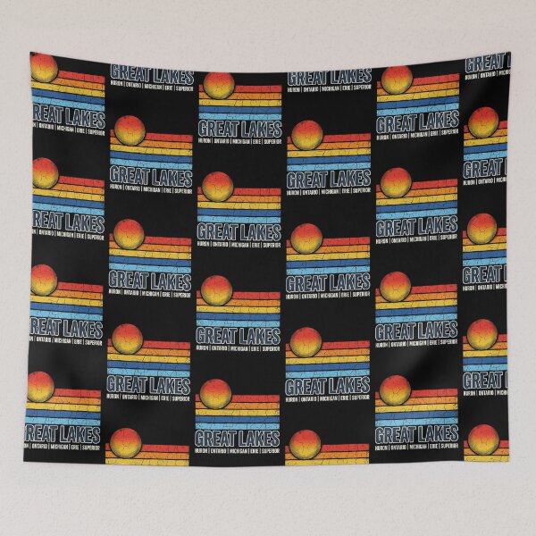 Item preview, Great Lakes Retro Sunset Huron Ontario Michigan Erie Superior Vintage Design designed and sold by YasuoShop.