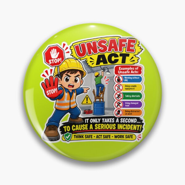 Item preview, Unsafe Act Safety Sticker – Work Safe Not Risky, Workplace Hazard Awareness PPE Cartoon designed and sold by vinothmech53.