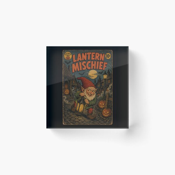 Item preview, Vintage Halloween Cover Art: Spooky Gnome Midnight Lantern Mischief designed and sold by bapupa.