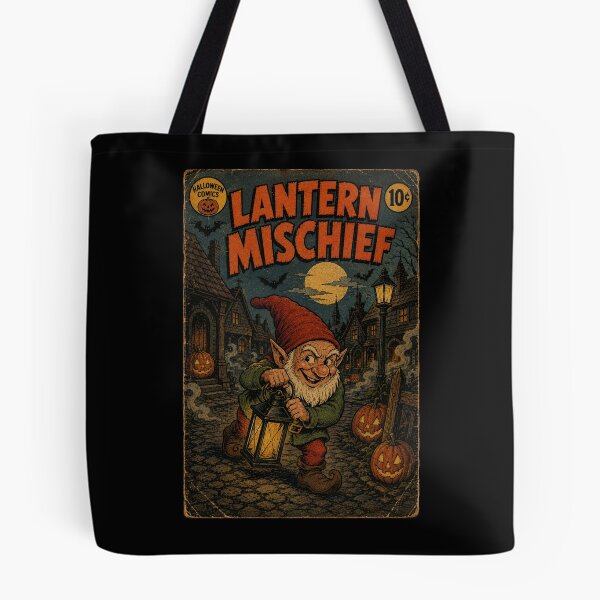 Item preview, Vintage Halloween Cover Art: Spooky Gnome Midnight Lantern Mischief designed and sold by bapupa.