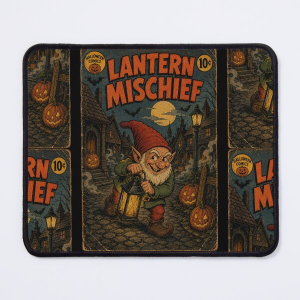 Item preview, Vintage Halloween Cover Art: Spooky Gnome Midnight Lantern Mischief designed and sold by bapupa.