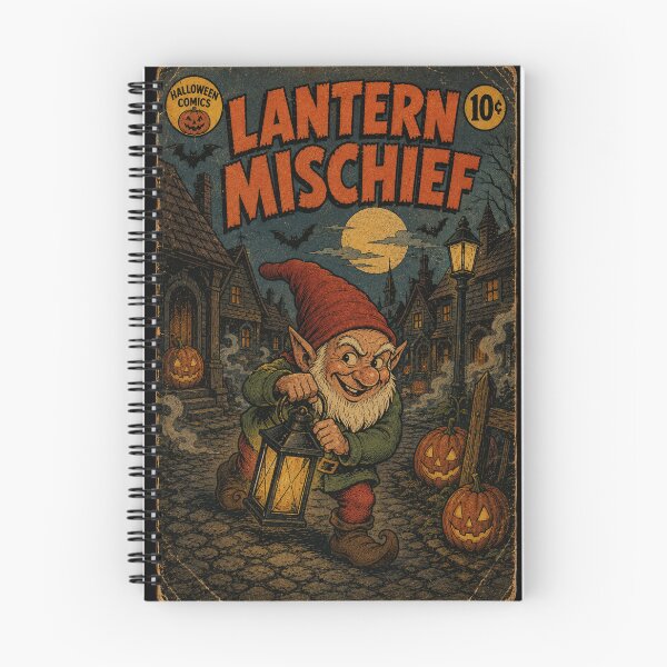 Item preview, Vintage Halloween Cover Art: Spooky Gnome Midnight Lantern Mischief designed and sold by bapupa.