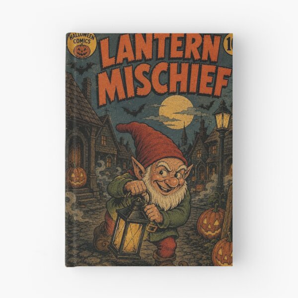 Item preview, Vintage Halloween Cover Art: Spooky Gnome Midnight Lantern Mischief designed and sold by bapupa.