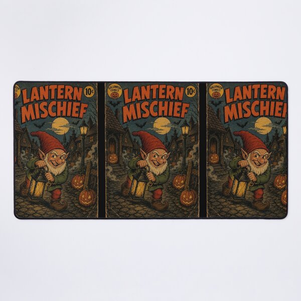 Item preview, Vintage Halloween Cover Art: Spooky Gnome Midnight Lantern Mischief designed and sold by bapupa.